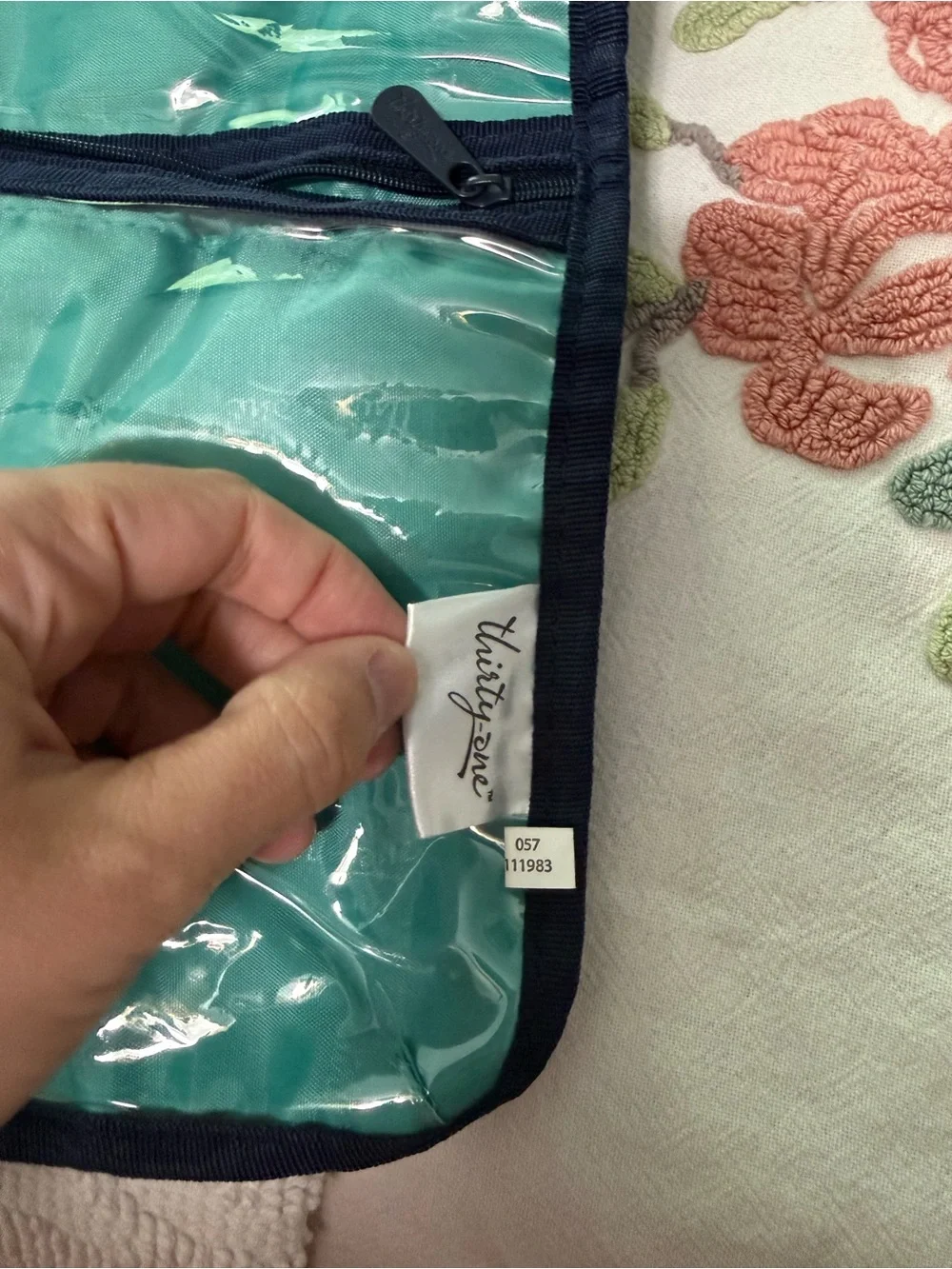 Thirty-One Roll-Up Toiletry Bag Paisley Day Green Teal Travel Organizer 111983